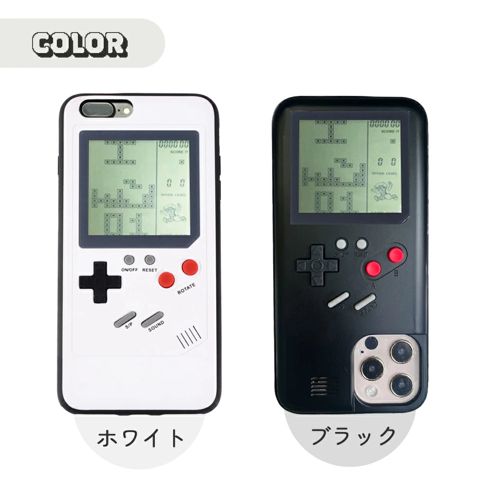 \送料無料/【遊べるiPhoneケース ゲーム機型】14 Pro max 13 12 11 SE スマホケース カバー 軽量 耐衝撃 背面保護 立体 可愛い かわいい 個性的 おもしろ おソロ ペア ネタ ゆるかわ ギフト 子ども 懐かしい ユニーク ブラック ホワイト