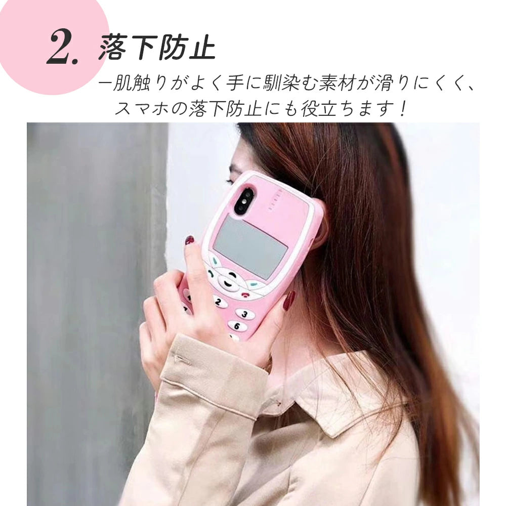 \送料無料/【iPhone Y2K レトロ携帯 シリコンケース 】14 Pro max 13 12 11 SE スマホケース カバー 軽量 耐衝撃 背面保護 立体 ストラップ付 かわいい シリコン ソフト 立体的 個性的 原宿 Y2K アニマル 韓国 ギャル おもしろ 平成