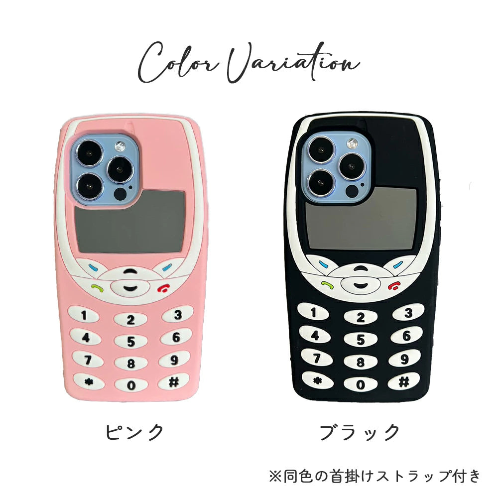 \送料無料/【iPhone Y2K レトロ携帯 シリコンケース 】14 Pro max 13 12 11 SE スマホケース カバー 軽量 耐衝撃 背面保護 立体 ストラップ付 かわいい シリコン ソフト 立体的 個性的 原宿 Y2K アニマル 韓国 ギャル おもしろ 平成