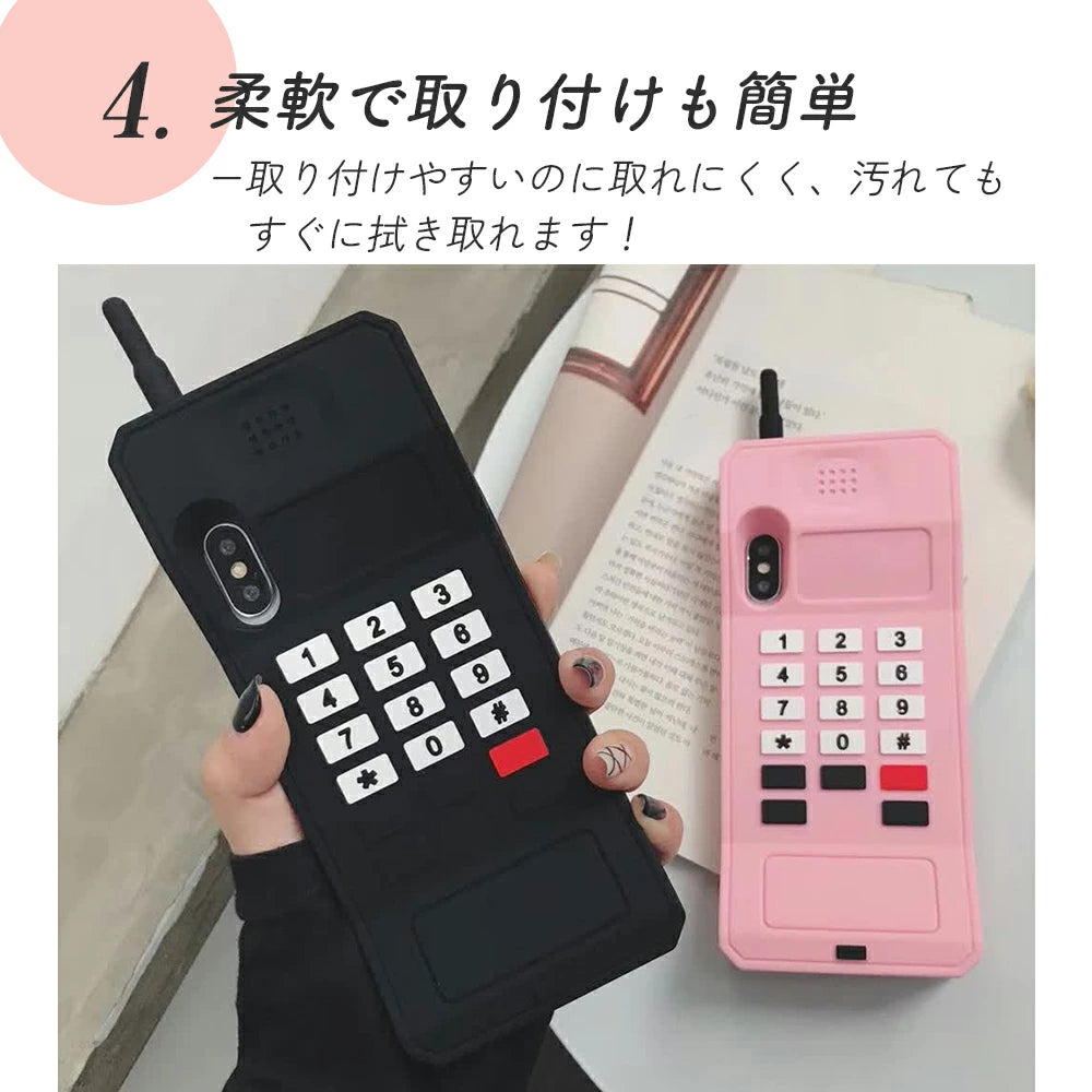 \送料無料/【iPhone レトロ携帯 シリコンケース 】14 Pro max 13 12 11 SE スマホケース カバー 軽量 耐衝撃 背面保護 立体 カラフル 可愛い かわいい シリコン ソフト 立体的 個性的 原宿 Y2K アニマル 韓国 ギャル おもしろ おソロ