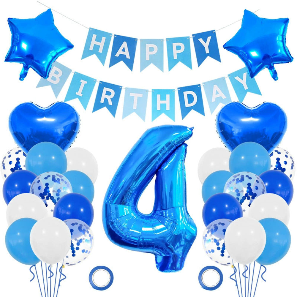 \新登場/【誕生日 バルーン 32インチ 数字 青色セット】1歳 2歳 3歳 4歳 5歳 バースデー バルーン 選べる数字 パーティー 飾り付け ブルー ホワイト かわいい おしゃれ 男の子 サプライズ お祝い 風船 セット 文字