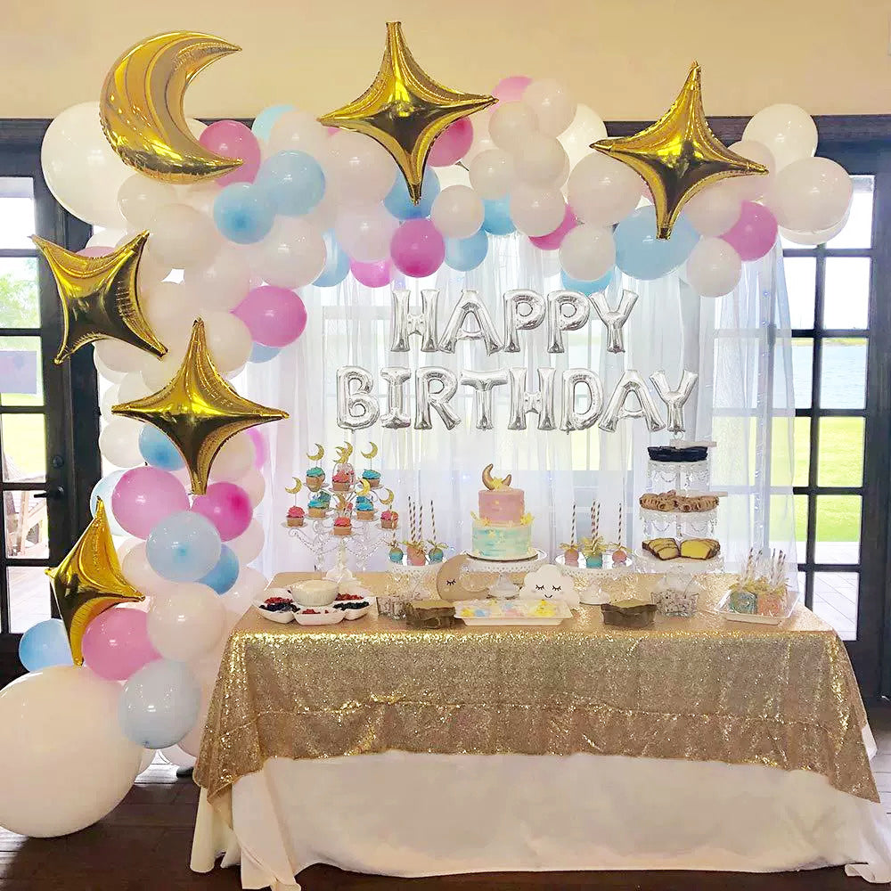 \新登場/【誕生日 バルーン 40インチ 数字 ドリームナイトセット】1歳 2歳 3歳 4歳 5歳 バースデー バルーン 選べる数字 パーティー 飾り付け ゴールド ピンク ブルー ホワイト 月 星 かわいい おしゃれ 男の子 サプライズ お祝い 風船 セット 文字