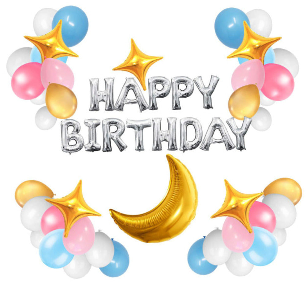 \新登場/【誕生日 バルーン 40インチ 数字 ドリームナイトセット】1歳 2歳 3歳 4歳 5歳 バースデー バルーン 選べる数字 パーティー 飾り付け ゴールド ピンク ブルー ホワイト 月 星 かわいい おしゃれ 男の子 サプライズ お祝い 風船 セット 文字