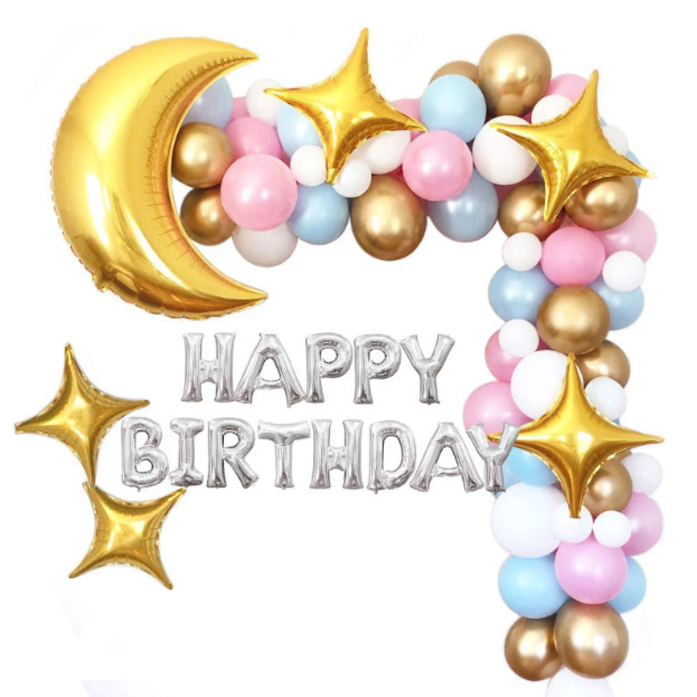 \新登場/【誕生日 バルーン 40インチ 数字 ドリームナイトセット】1歳 2歳 3歳 4歳 5歳 バースデー バルーン 選べる数字 パーティー 飾り付け ゴールド ピンク ブルー ホワイト 月 星 かわいい おしゃれ 男の子 サプライズ お祝い 風船 セット 文字