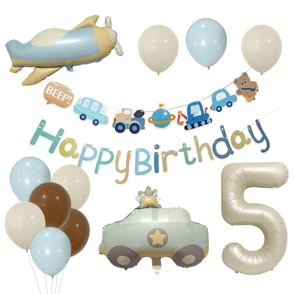 \新登場/【誕生日 バルーン 32インチ 数字 乗り物セット】1歳 2歳 3歳 4歳 5歳 バースデー バルーン パトカー ヘリコプター プロペラ 飛行機 選べる数字 パーティー 飾り付け アッシュ系 グレージュ ベージュ系 かわいい おしゃれ 男の子 サプライズ お祝い 風船
