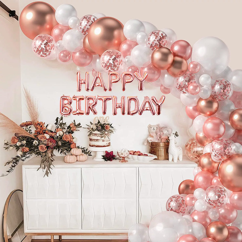 \新登場/【誕生日 バルーン 40インチ 数字 ローズゴールドセット】1歳 2歳 3歳 4歳 5歳 バースデー バルーン 選べる数字 パーティー 飾り付け ピンク ベージュ ローズゴールド かわいい おしゃれ 女の子 サプライズ お祝い 風船 セット 文字