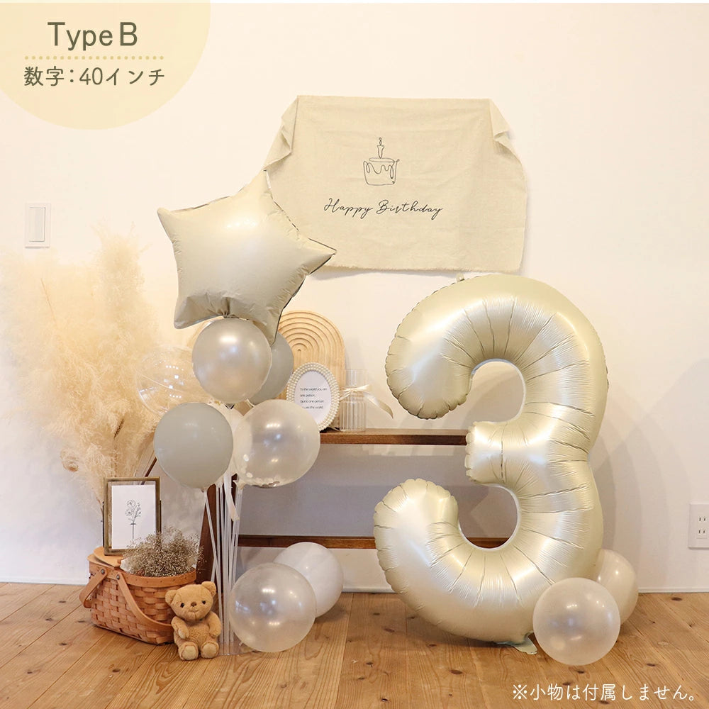 【Eセット:40インチ】【送料無料 誕生日 バルーン 40インチ 数字 90cm 選べる4点セット】5歳 6歳 7歳 8歳 9歳 誕生日 バルーン 選べるカラーパーティー 飾り付け ハーフバースデー かわいい おしゃれ くすみ サプライズ お祝い 風船 セット 文字