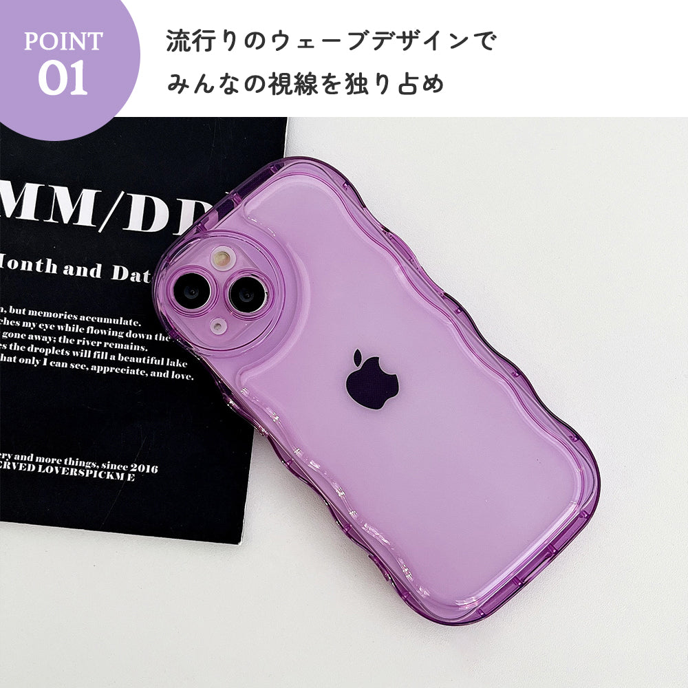 iPhone なみなみ クリアケース アイフォン ピンク ブルー パープル 14 Pro Plus max 13 12 11 SE スマホケース カバー おしゃれ かわいい シンプル ナチュラル 韓国 淡色 透明 なみなみ ウェーブ