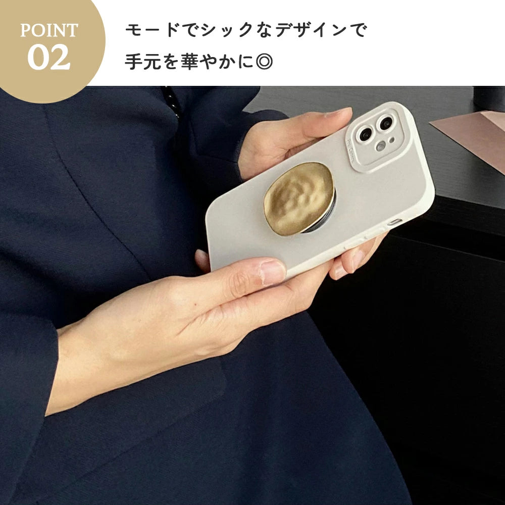 ＼送料無料／【iPhoneケース スマホグリップ付】アイフォン ケース  カバー スマホグリップ スマホリング スマホスタンド スマホケース おしゃれ かわいい シンプル 韓国 大人 個性的 携帯リング アクセサリー ゴールド