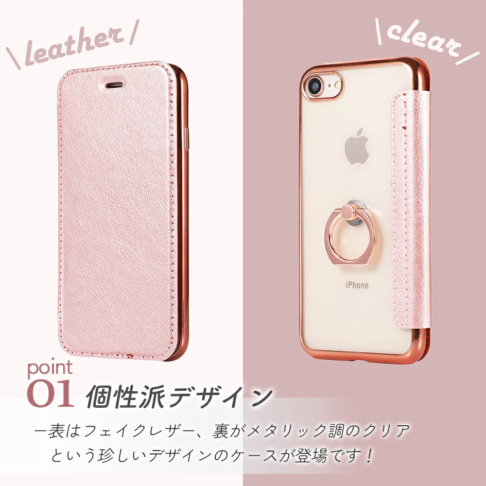 送料無料 【手帳型】手帳型クリア iphoneケース 5色 カバー 定期 IC カード収納 14Pro 14Plus 14ProMax Case  iphone13 ケース 13pro 13mini 13promax iPhone12 12 mini pro max 11 XR SE 8 カード入れ付き カード入れ