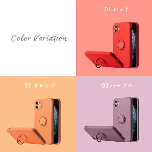 【送料無料 】  くすみカラーiPhoneケース 韓国 スマホリング 淡い  オシャレ 大人可愛い レッド オレンジ パープル グリーン 14 Pro Plus max 13 12 11 SE スマホケース 便利 軽い かわいい シンプル ナチュラル 大人 個性的  落下防止 スタンド カバー ストラップホール