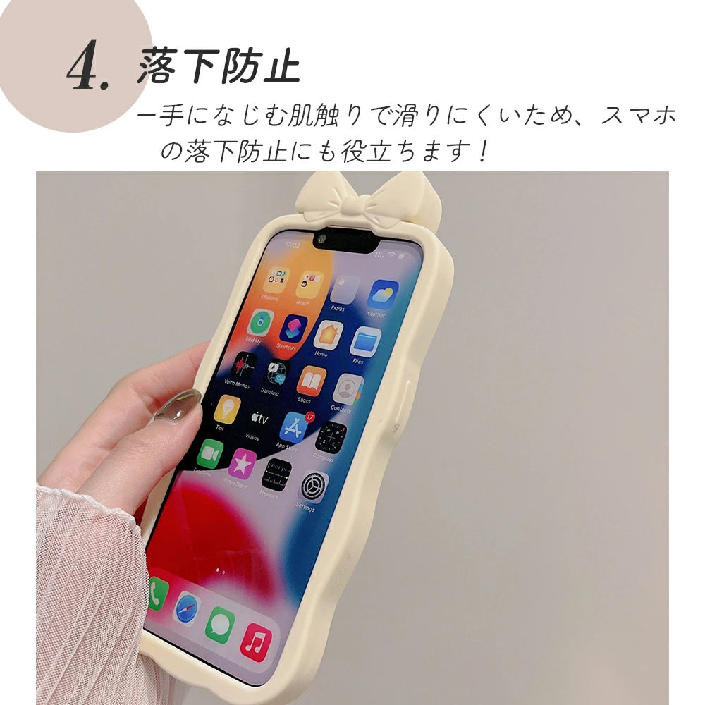 ＼送料無料／【iPhone シリコンケース リボン ドット】14 Pro Plus max 13 12 11 SE スマホケース カバー 軽量 耐衝撃 背面保護 立体 カラフル 可愛い かわいい シリコン ソフト 立体的 個性的 原宿 Y2K ウェーブ なみなみ 緑 グリーン