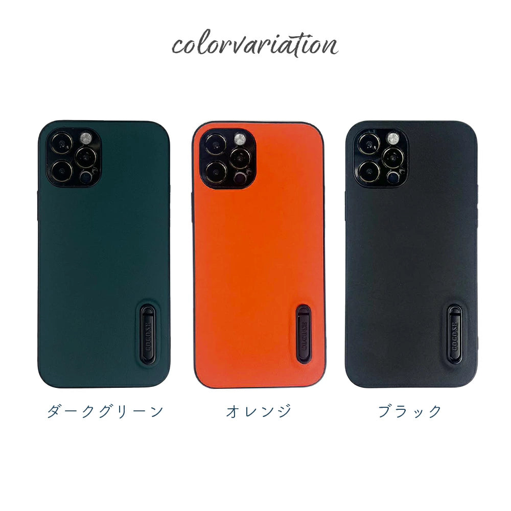 ＼送料無料／【スマホスタンド付 フェイクレザーiPhoneケース】フェイクレザー高級感 指紋防止 レンズ保護 個性派 耐衝撃 ビジネス メンズ スマホケース カバー おしゃれ シンプル 韓国 男性 ブラック オレンジ グリーン 機能性