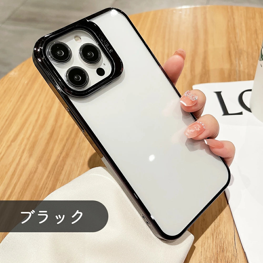 ＼送料無料／【スマホスタンドになるレンズ保護カバー付】 iPhone メタリック クリアケース 4色 クリアケース 14 Pro Plus max 13 12 11 SE スマホケース カバー おしゃれ かわいい シンプル 韓国 淡色 透明 耐衝撃 カメラレンズ保護