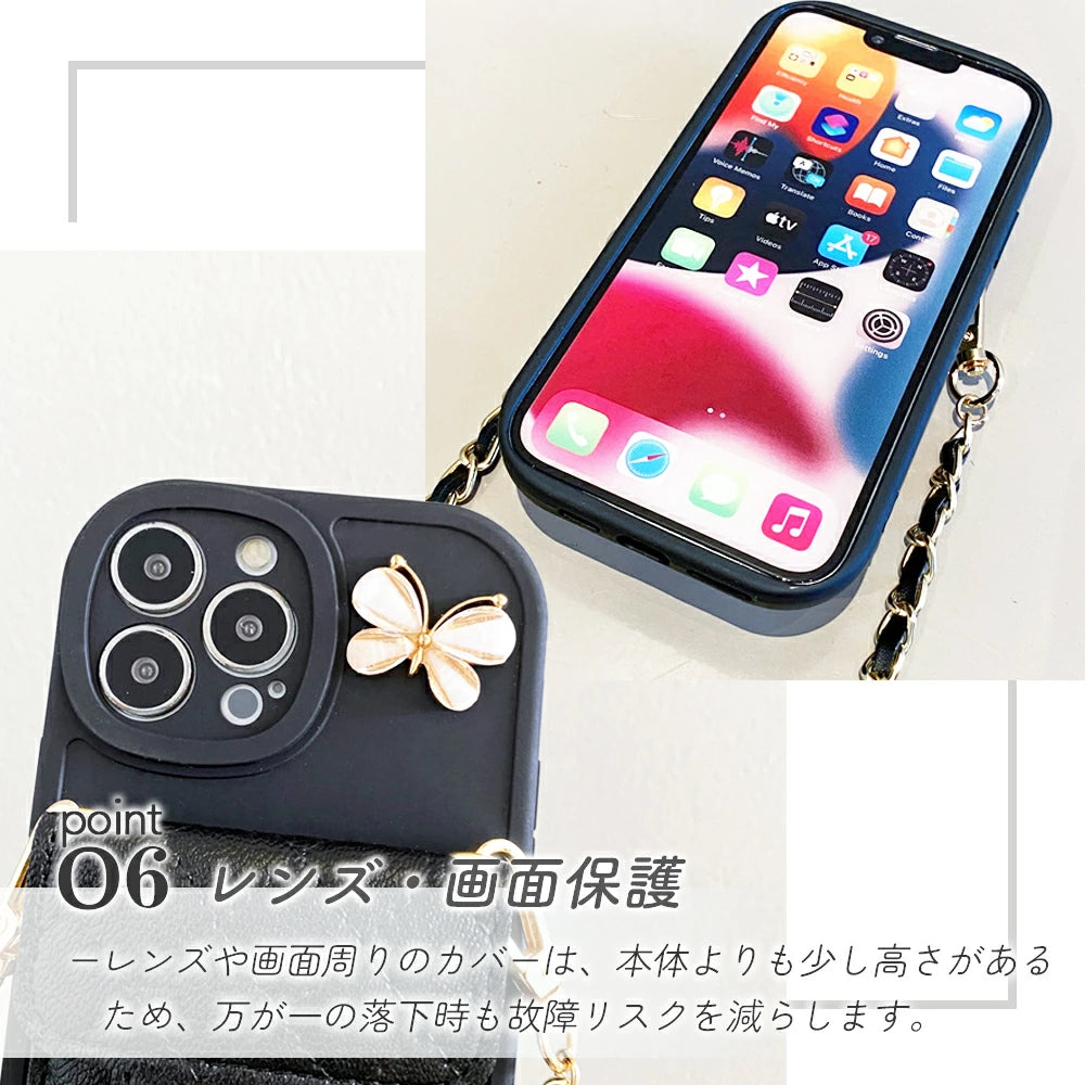 ＼送料無料／【ショルダーストラップ付 カード収納iphoneケース 2色】 カバー 14Pro 14Plus 14ProMax Case  iphone13 ケース 13pro 13mini 13promax iPhone1211 XR SE 8 肩掛け カード入れ付き ショルダー 取り外し韓国