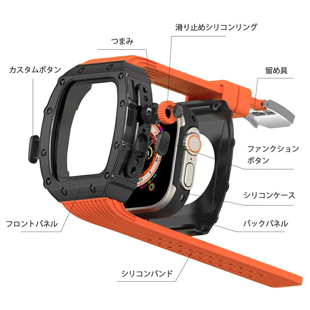 【送料無料 AppleWatch case】HUALIMEI アップルウォッチ カバー ケース 全面 保護 耐衝撃 透明 全面保護 cover 金属 メタル フレーム バンド シリコン Series8 Series7 SE SE2 Series6 Series5 Series4 一体型 44mm 40mm 41mm 45mm