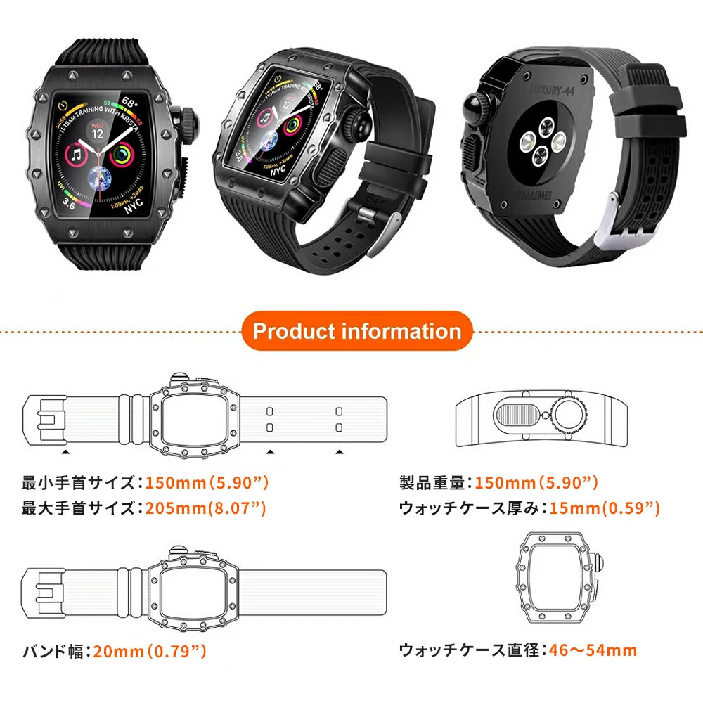 【送料無料 AppleWatch case】HUALIMEI アップルウォッチ カバー ケース 全面 保護 耐衝撃 透明 全面保護 cover 金属 メタル フレーム バンド シリコン Series8 Series7 SE SE2 Series6 Series5 Series4 一体型 44mm 40mm 41mm 45mm