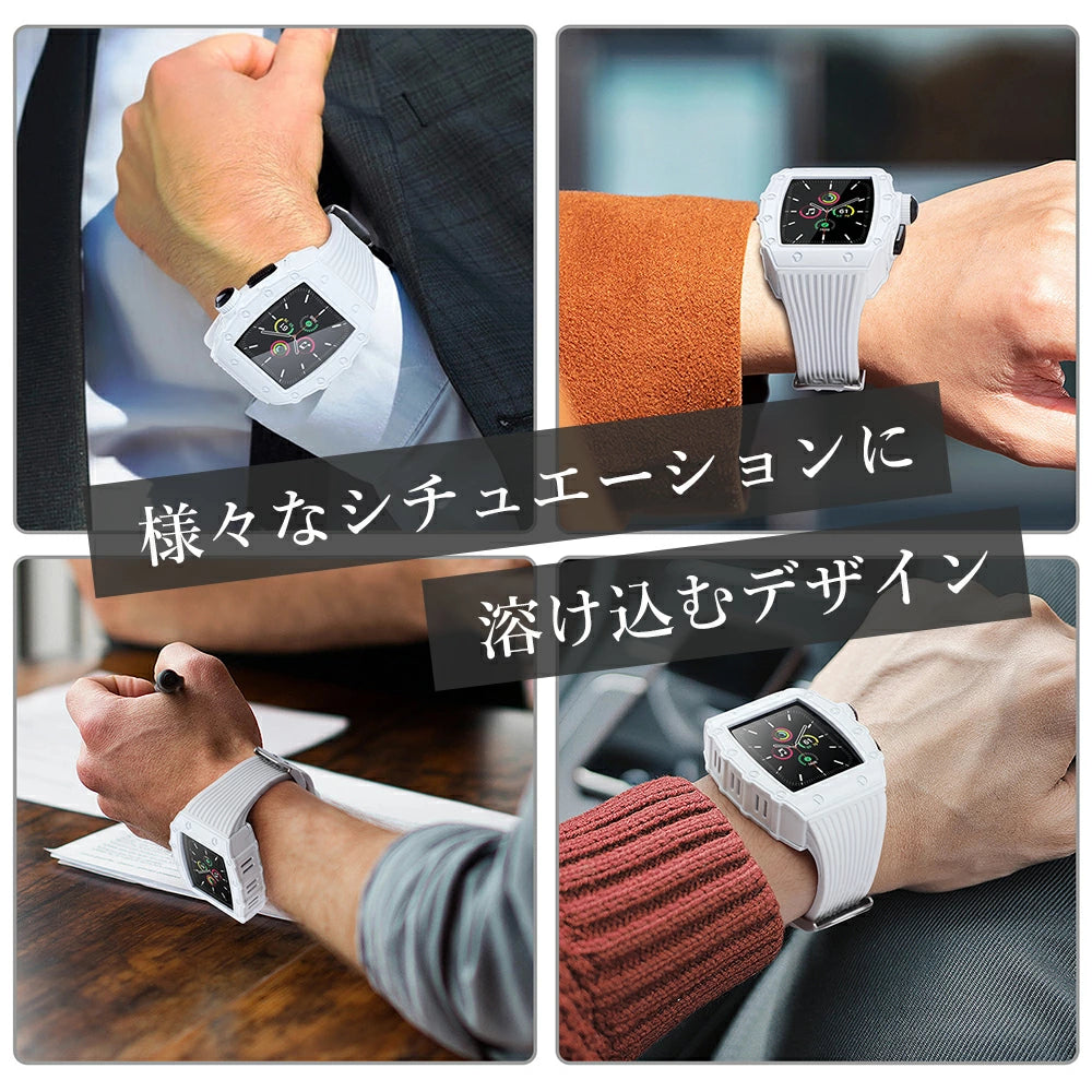 【送料無料 AppleWatch case】HUALIMEI アップルウォッチ カバー ケース 全面 保護 耐衝撃 透明 全面保護 cover 金属 メタル フレーム バンド シリコン Series8 Series7 SE SE2 Series6 Series5 Series4 一体型 44mm 40mm 41mm 45mm