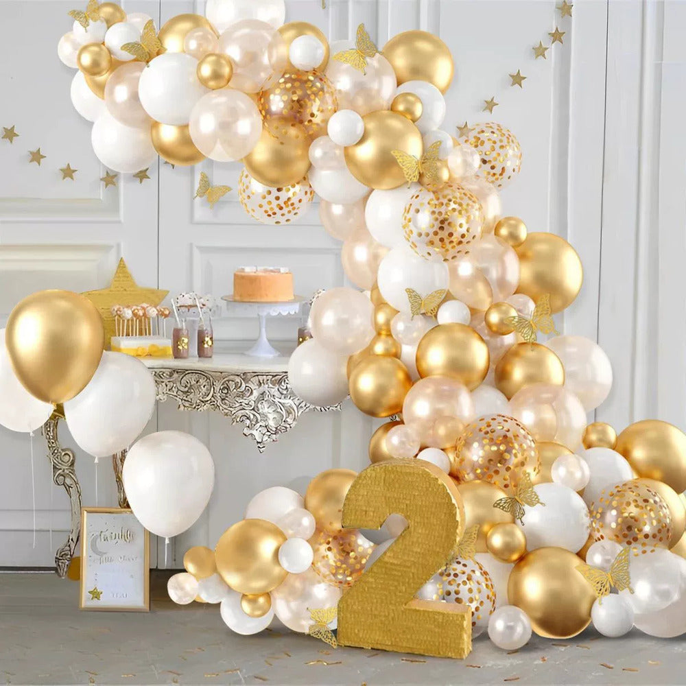 ＼新登場／【誕生日 バルーン 40インチ 数字 ゴールドセット 蝶々】1歳 2歳 3歳 4歳 5歳 バースデー バルーン 選べる数字 パーティー 飾り付け ゴールド アイボリー ホワイト かわいい おしゃれ 女の子 サプライズ お祝い 風船 セット 文字