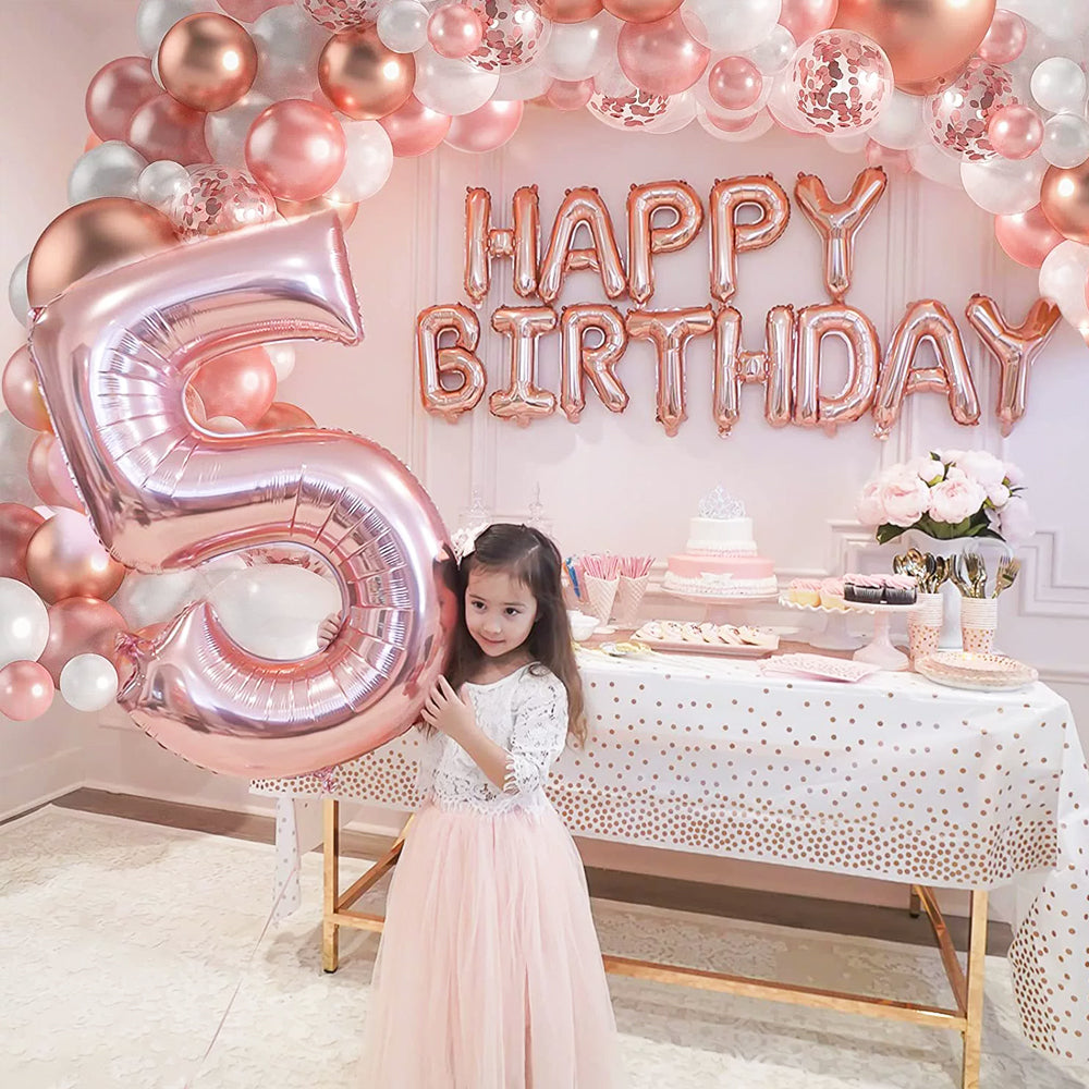 ＼新登場／【誕生日 バルーン 40インチ 数字 ローズゴールドセット】1歳 2歳 3歳 4歳 5歳 バースデー バルーン 選べる数字 パーティー 飾り付け ピンク ベージュ ローズゴールド かわいい おしゃれ 女の子 サプライズ お祝い 風船 セット 文字